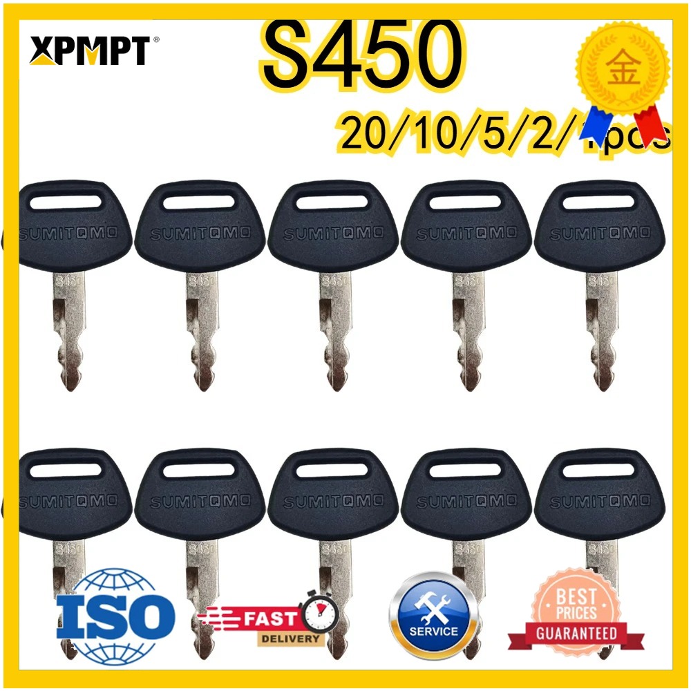 Heavy Equipment Logos - 20/10/5/2/1個入り S450掘削機重機用黒色プラスチック製スミトモイグニッションキー（ロゴ付き）SH130 200 210 240 350