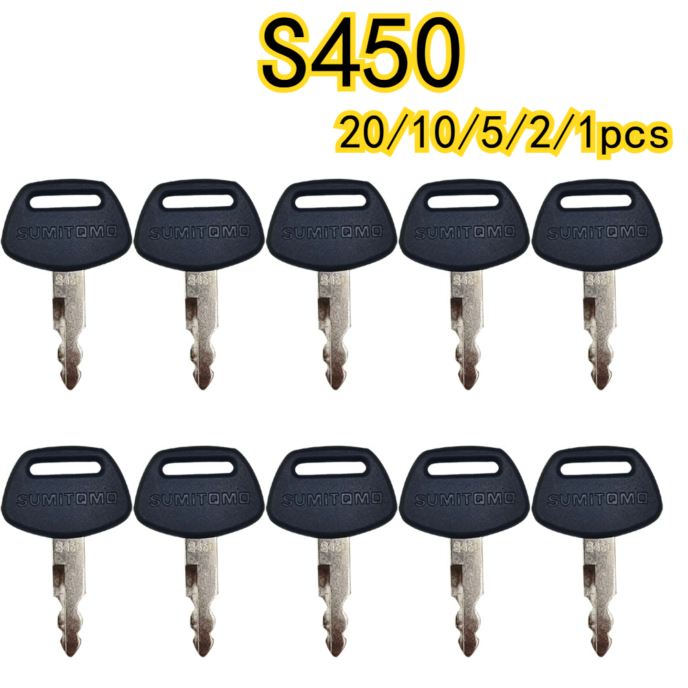 Heavy Equipment Logos - 20/10/5/2/1個 S450掘削機重機用黒色プラスチック製、住友建機イグニッションキー（ロゴ付き）SH130 200 210 240 350